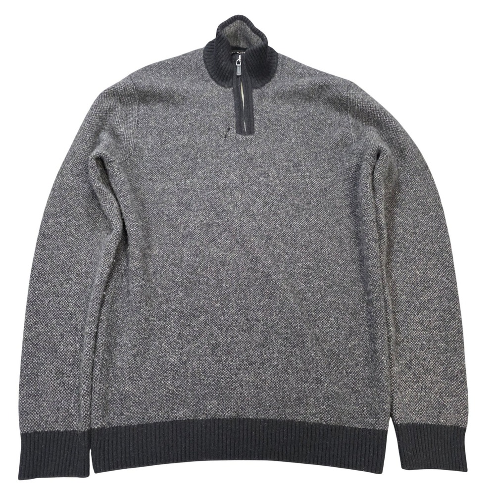 Pronto Uomo 100% Wool Quarter Zip Knit Sweater Mens 2XLT Grey Marl Pullover